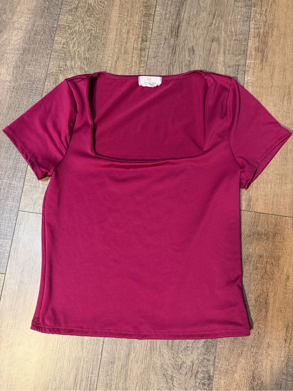 Square Neck Short Sleeve Top in Deep Magenta